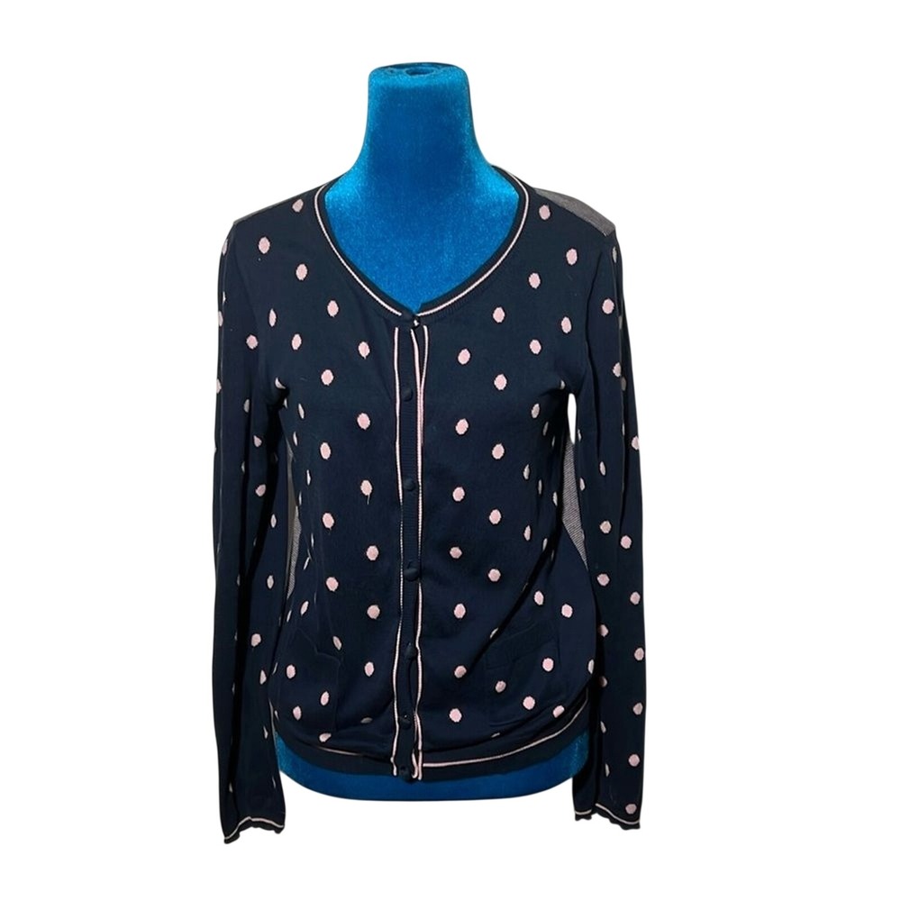 Valentino Red Cardigan Sweater Cotton Size S Polka Dots Super Cute Cozy Flawless